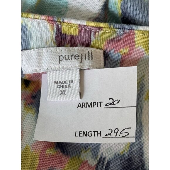 J. Jill Pure Jill Women Watercolor Tunic Top XL Pocket Long Sleeve Modal Blend - Picture 2 of 9